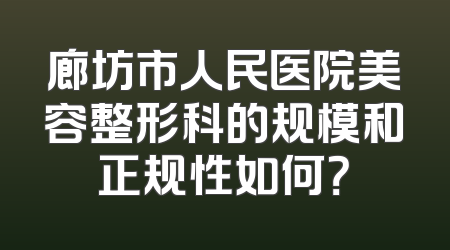 廊坊市人民医院美容整形科的规模和正规性如何？