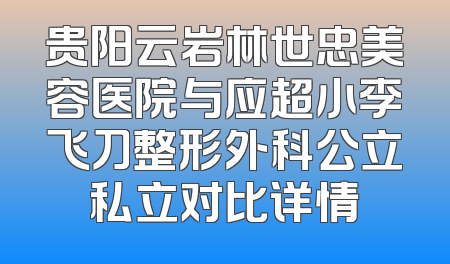 贵阳云岩林世忠美容医院与应超小李飞刀整形外科公立私立对比详情