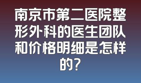 南京市第二医院整形外科的医生团队和价格明细是怎样的？