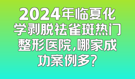 2024年临夏化学剥脱祛雀斑热门整形医院，哪家成功案例多？