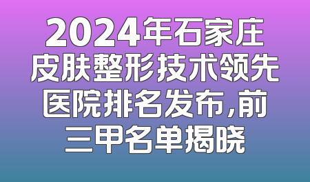 2024年石家庄皮肤整形技术领先医院排名发布，前三甲名单揭晓