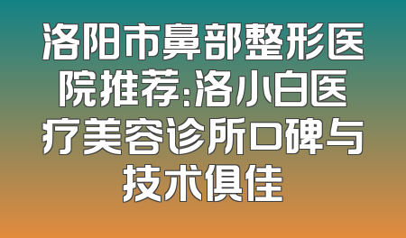 洛阳市鼻部整形医院推荐：洛小白医疗美容诊所口碑与技术俱佳