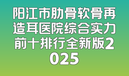 阳江市肋骨软骨再造耳医院综合实力前十排行全新版2025