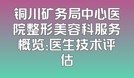 铜川矿务局中心医院整形美容科服务概览：医生技术评估