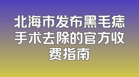 北海市发布黑毛痣手术去除的官方收费指南