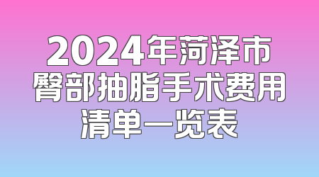 2024年菏泽市臀部抽脂手术费用清单一览表