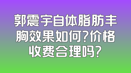 郭震宇自体脂肪丰胸效果如何？价格收费合理吗？