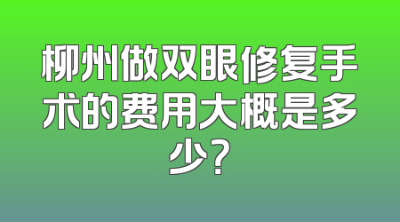 柳州做双眼修复手术的费用大概是多少？