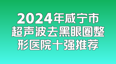 2024年咸宁市超声波去黑眼圈整形医院十强推荐