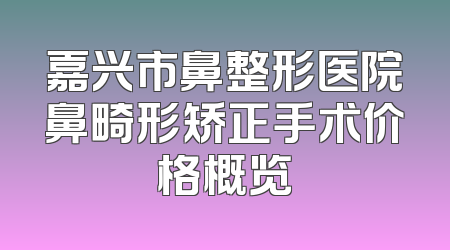 嘉兴市鼻整形医院鼻畸形矫正手术价格概览