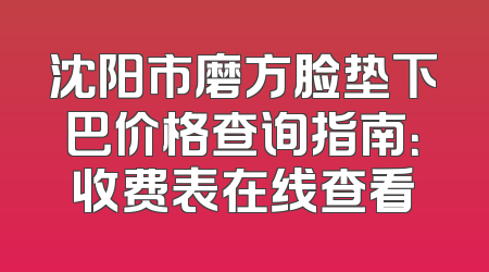 沈阳市磨方脸垫下巴价格查询指南：收费表在线查看