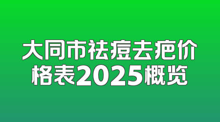 大同市祛痘去疤价格表2025概览
