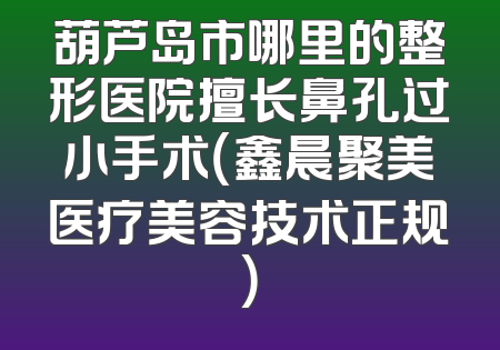 葫芦岛市哪里的整形医院擅长鼻孔过小手术（鑫晨聚美医疗美容技术正规）