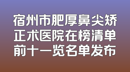 宿州市肥厚鼻尖矫正术医院在榜清单前十一览名单发布