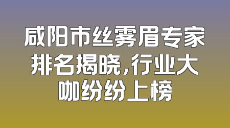 咸阳市丝雾眉专家排名揭晓，行业大咖纷纷上榜