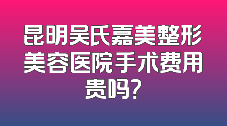 昆明吴氏嘉美整形美容医院手术费用贵吗？