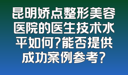 昆明娇点整形美容医院的医生技术水平如何？能否提供成功案例参考？