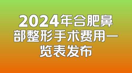 2024年合肥鼻部整形手术费用一览表发布