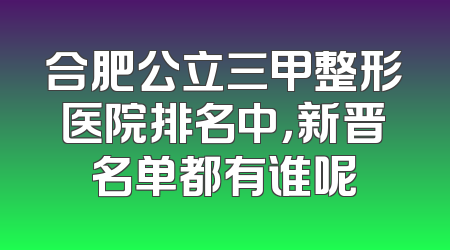 合肥公立三甲整形医院排名中，新晋名单都有谁呢