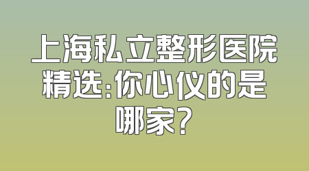 上海私立整形医院精选：你心仪的是哪家？