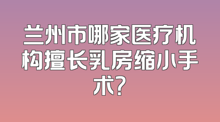 兰州市哪家医疗机构擅长乳房缩小手术？