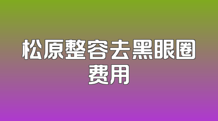 松原整容去黑眼圈费用