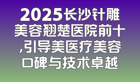 2025长沙针雕美容翘楚医院前十，引导美医疗美容口碑与技术卓越