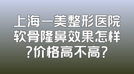 上海一美整形医院软骨隆鼻效果怎样？价格高不高？