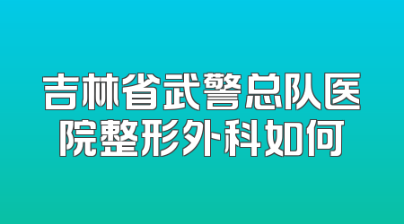 吉林省武警总队医院整形外科如何