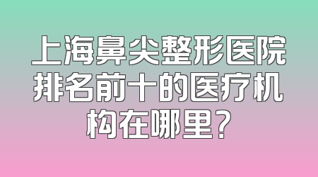 上海鼻尖整形医院排名前十的医疗机构在哪里？