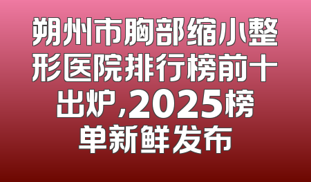 朔州市胸部缩小整形医院排行榜前十出炉，2025榜单新鲜发布