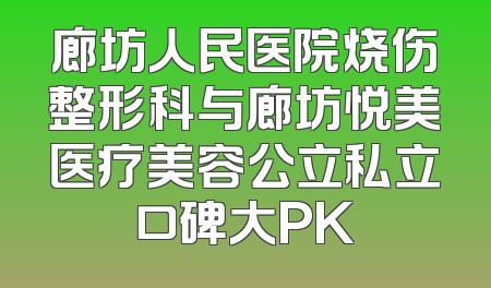 廊坊人民医院烧伤整形科与廊坊悦美医疗美容公立私立口碑大PK