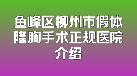 鱼峰区柳州市假体隆胸手术正规医院介绍