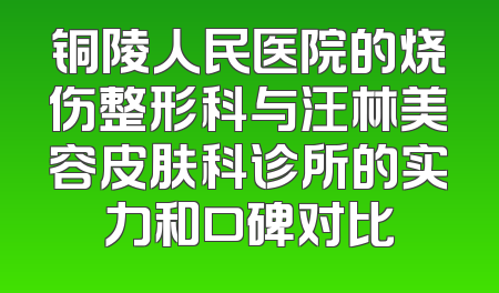 铜陵人民医院的烧伤整形科与汪林美容皮肤科诊所的实力和口碑对比