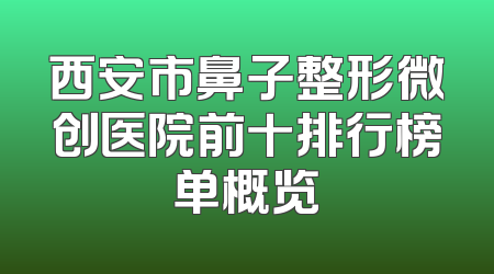 西安市鼻子整形微创医院前十排行榜单概览