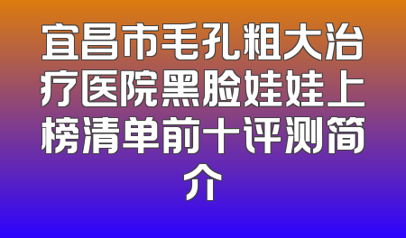 宜昌市毛孔粗大治疗医院黑脸娃娃上榜清单前十评测简介