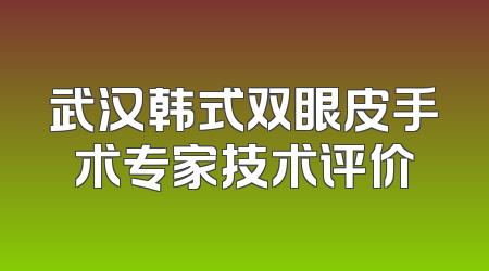 武汉韩式双眼皮手术专家技术评价