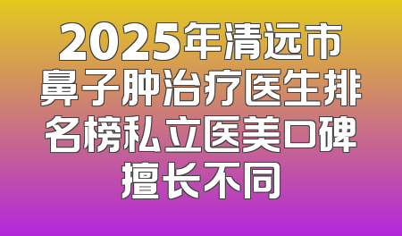 2025年清远市鼻子肿治疗医生排名榜私立医美口碑擅长不同
