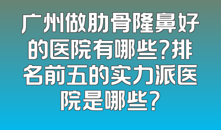 广州做肋骨隆鼻好的医院有哪些？排名前五的实力派医院是哪些？