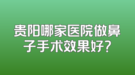 贵阳哪家医院做鼻子手术效果好？