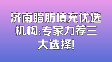 济南脂肪填充优选机构：专家力荐三大选择！