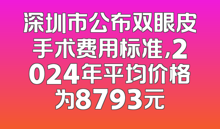 深圳市公布双眼皮手术费用标准，2024年平均价格为8793元