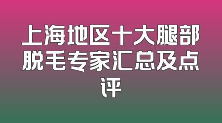 上海地区十大腿部脱毛专家汇总及点评