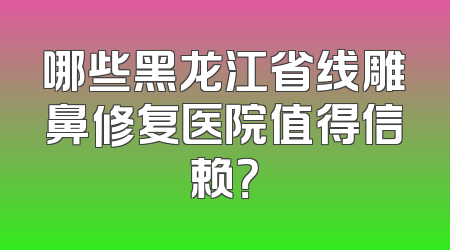 哪些黑龙江省线雕鼻修复医院值得信赖？
