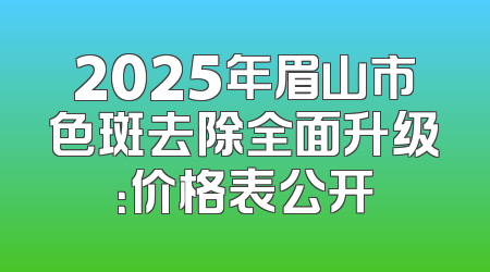 2025年眉山市色斑去除全面升级：价格表公开
