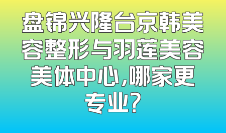 盘锦兴隆台京韩美容整形与羽莲美容美体中心，哪家更专业？
