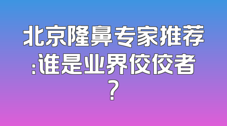 北京隆鼻专家推荐：谁是业界佼佼者？
