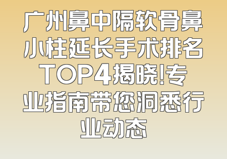 广州鼻中隔软骨鼻小柱延长手术排名TOP4揭晓！专业指南带您洞悉行业动态