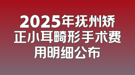 2025年抚州矫正小耳畸形手术费用明细公布