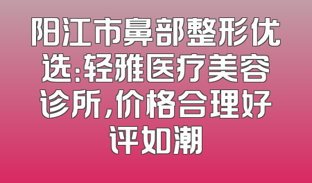 阳江市鼻部整形优选：轻雅医疗美容诊所，价格合理好评如潮